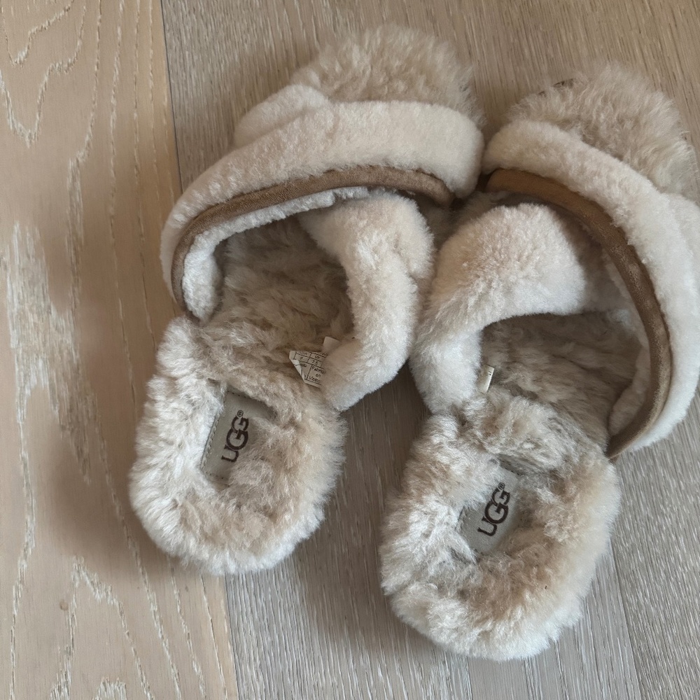 UGG Cream Shearling Slide Slippers